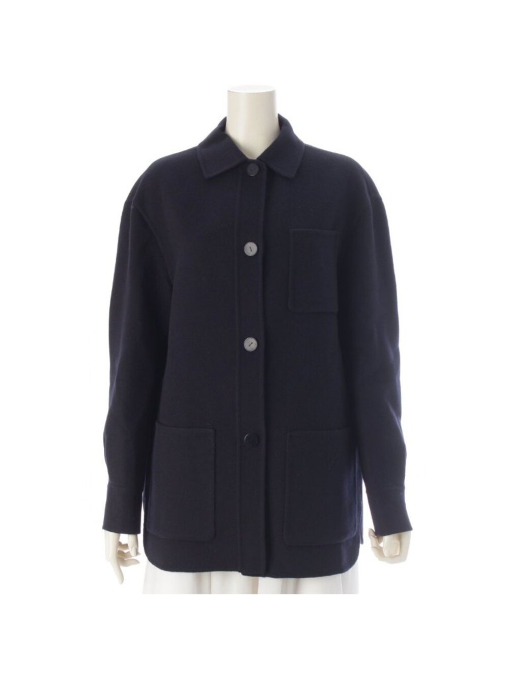 Loro Piana Cashmere Double Face Casual Coverall Tailored Jacket Navy 40